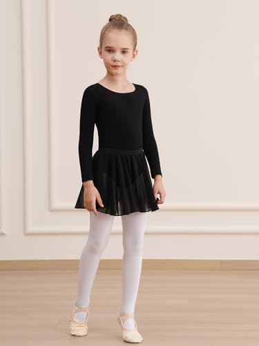 Image of WEGETIT Leotards for Girls Long Sleeve Ballet Dress Toddler Dance Leotard with Skirt Kids Gymnastics Outfits Tutu Dress