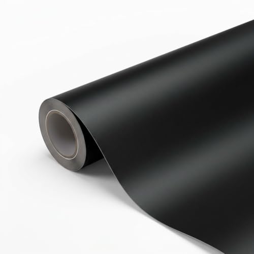 Image of HOME13 Black Matte Wallpaper Peel and Stick Black Contact Paper Self Adhesive Removable for Cabinets Bedroom Drawer Liner Table and Door Decoration(20x50 Inch)