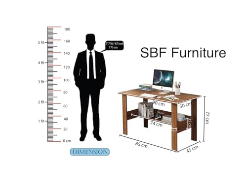 Image of SBF Furniture Engineered Wood Computer Desk with One Tier Shelves Laptop Study Table for Office Home Workstation Writing Modern Desk (ST-004 /90 x 50 x 77 cm) (Yellow)