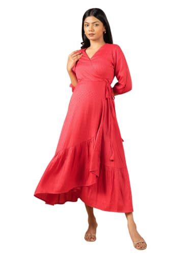 Image of The Mom Store Maternity and Nursing Wrap Dress for New Mom | Pre and Post Pregnancy Wear for Womens | Trendy Stylish Printed Friendly Dresses for Women | Comfortable