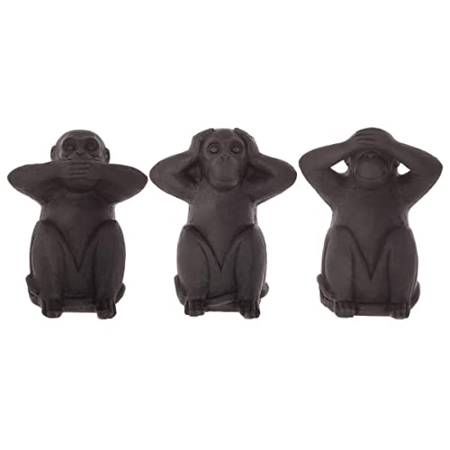 Atmosphera - Set de 3 statuettes Singes Sagesse - résine - Noir H23 cm
