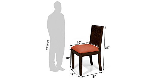 Image of Urban Ladder Liana - Oribi 4 Seater Round Dining Table Set (Finish : Mahogany, Colour : Burnt Orange)