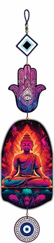 Image of createcrafts Designer Buddha Mdf Wall Hanging for Home Decor | Evil Eye Hamsa Hand Peaceful Charm Door Wall Decorative Hanging Item (Buddha)