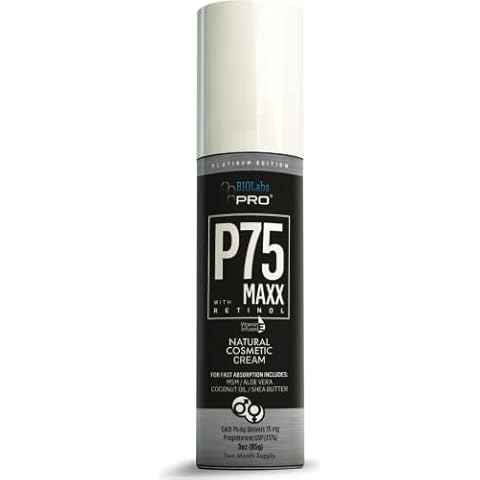 BIOLabs PRO Natural P75 Maxx with Retinol Cosmetic Cream - 5000MG Progesterone per Bottle - 7.5% - Two Month Supply - 3oz (Unscented) Cover