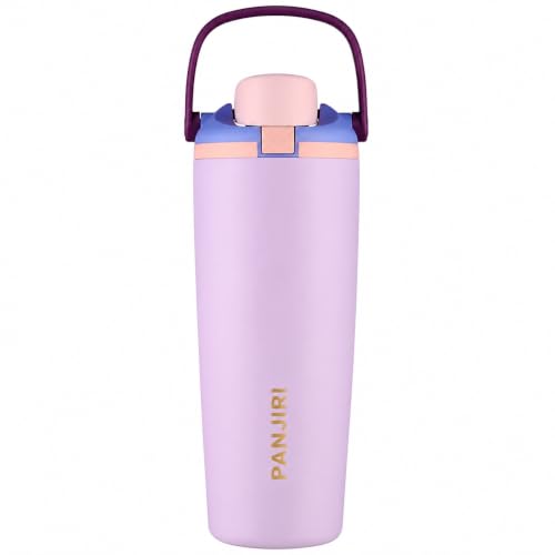 Image of FreeSip Gym Water Bottle 30oz - Leak Proof Lock Lid, Matte Metallic Finish, Carry Handle, Durable Stainless Steel, Perfect for Workout & Sports (Light Lavender, 900 ML)