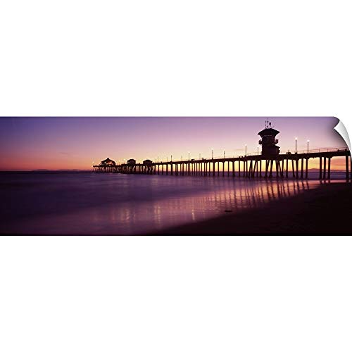 CANVAS ON DEMAND Pier in The Sea, Huntington Beach Pier Wall Decal, Coastal Artwork, 90'x30'
