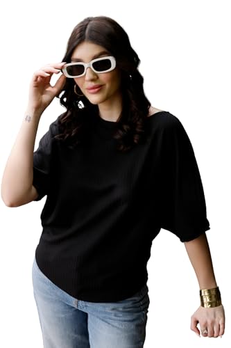 Image of Zilcon Womens Half Ballon Sleeve t-Shirt Tops Boat Neck Loose Fit Casual Workout T-Shirts