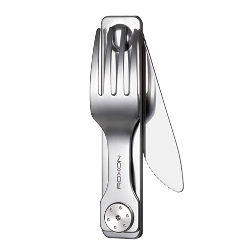 Image of Roxon C3 Camping Utensil Folding Cutlery 2 in 1 Detachable EDC Tool with Fork & Knife for Outdoor, Camping, Hiking, Easy to Carry Tableware