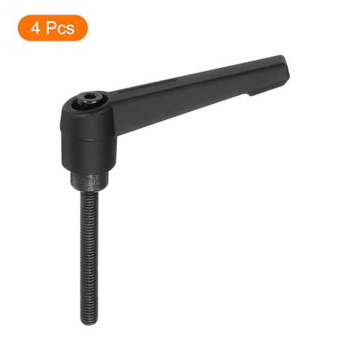 Image of uxcell 4Pcs M5 x 40mm Adjustable Knobs Handle Male Thread Push Button Ratchet Quick Release Locking Rotating Bolt for Lathe Machinery, Black