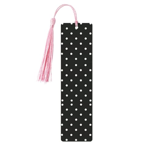 黒と白の水玉プリント 5個 しおり 木製しおり メンズ レディース 大人 ブックマーク 読書用 勉強用