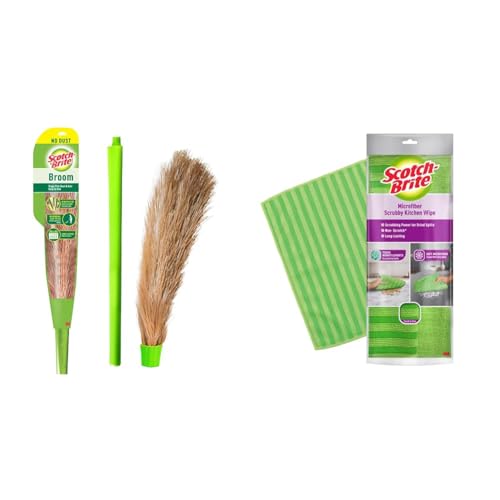 Scotch-Brite No-Dust Broom, Long Handle, Easy Floor Cleaning (Multi-use)