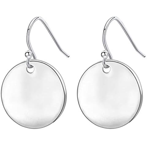 925 Sterling Silver Circle Disc Dangle Drop Earrings for Women Lightweight Small Round Hoop Statement Earrings Minimalist Jewelry Gift for Her Cover
