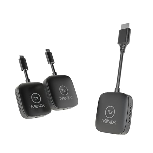 MINIX Wireless HDMI-Plug and Play- Multi-Screen,Expansion,1080p,164FT/50M,WiFi 5G/60Hz,Adapter for TVs,Monitor,Laptop (Wireless HDMI 2TX*1RX)