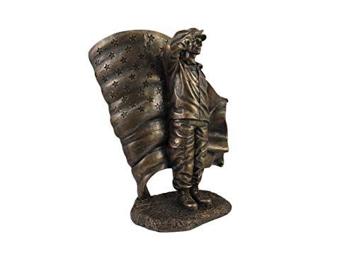 Dwk Patriotic Bronze Saluting Soldier Desktop Military Statue | Patriotic Decorations For The Home | Americana Decorations Military - 10" #TOP1