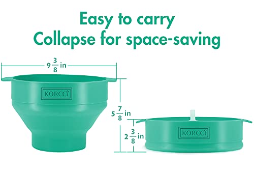 Image of The Original Korcci Microwaveable Silicone Popcorn Popper, Microwave Popcorn Popper, Collapsible Microwave Popcorn Maker Bowl, No Oil Required, Use In Microwave, Dishwasher Safe (Aqua)