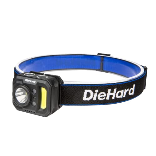 DieHard 41-6642 375-Lumen Water-Resistant Motion-Activated Rechargeable COB LED Headlamp, Black