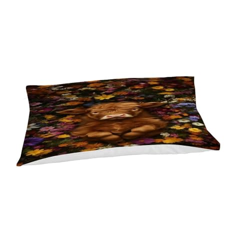 Housse de couette fleurs et veau 135x200 parure lit simple microfibre - 7