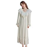 ディープアイズ ネグリジェ ロング ワンピース 姫系 Vネック パフスリーブ 長袖 フリル 刺繍 レース ＃06 レディース (ホワイト)