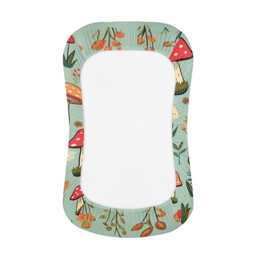Image of ZOUTAIRONG Mushroom FlowerSoft Bassinet Sheets Dinosaur Comfy Polyester Cradle Sheets for Baby Boys Girls Universal Fit for Most Cradle and Bassinet Mattress Blue
