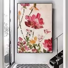 Peinture abstraite de fleurs grand format tableau moderne sur toile déco salon