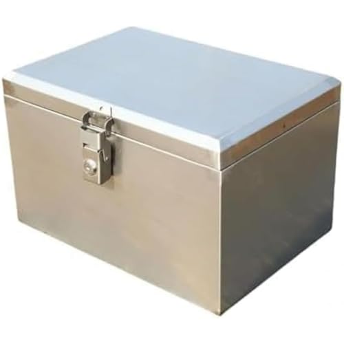 Yubbuioオートバイのトランク、トップボックス、大容量、防水防塵、ステンレススチール、正方形、盗難防止、厚みがあり、分解と取り付けが簡単、屋外車両 (44*32*30 ステンレスロック(開口部))