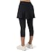 ANIVIVO Skirted Leggings for Women, Capris Skorts Tennis Golf Knee Length Skirted Leggings with Pockets(All Black,M)