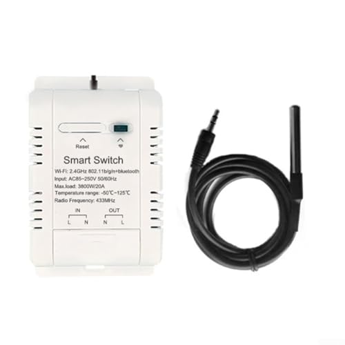 WLAN-Relaisschalter, kabellos, intelligenter Temperatursensor, 16 A, 20 A, Timer- und Zeitplanfunktion, Energieverbrauchsmanagement (16 A mit 1 m Kabel)