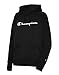 Champion womens Classic Script Logo, Powerblend Fleece Hoodie Hooded Sweatshirt, Black-y08113, Medium US