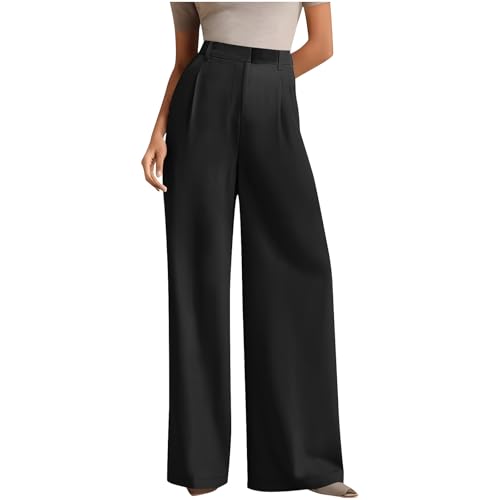 Wide Leg Stretchy Work Pants Slacks for Women High Waist Palazzo Pants Business Casual Trousers Loose Work Office