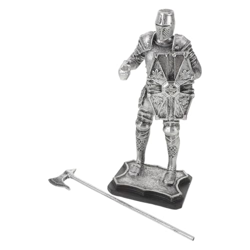 Mipcase Figurine de Chevalier Vintage en Résine avec Bouclier, Modèle de Garde Médiévale Miniature, Ornement Décoratif pour Bureau, Maison ou Étagère,...