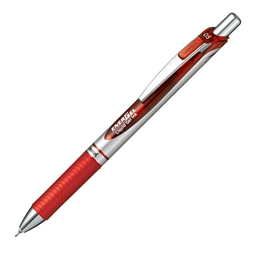Pentel Energel Boligrafo Rojo 0.5 mm Cuerpo Plata miniatura 1