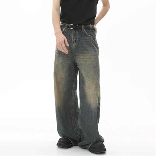 Men’S Summer Denim Pants Old Washed Jeans Straight Casual Loose Wide Leg Trousers2
