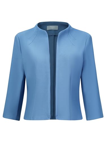 Women's Open Front Jacket Collarless 3/4 Sleeve Elegant Cropped Blazer
