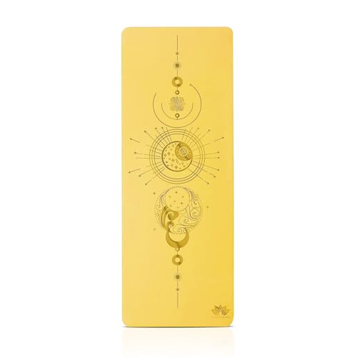 Namastecita Yoga Mat Premium, Edición Dorada Energía, Esterilla de yoga antideslizante, Materiales ecologicos, Colchoneta para pilates y yoga, incluye bolsa de transporte (Amarillo)