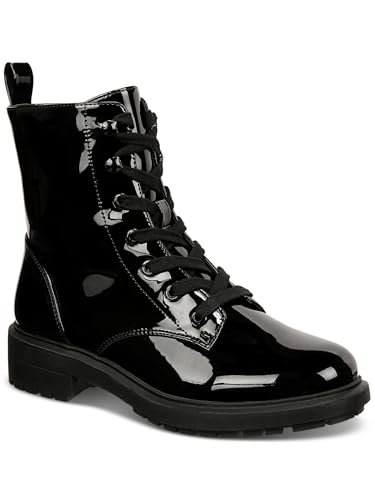 Alfani Womens Terissa Patent Combat & Lace-Up Boots Black 5 Medium (B,M)