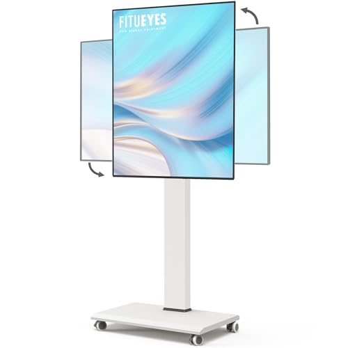 FITUEYES Soporte de TV con ruedas para televisores de 32 a 75 pulgadas de plasma/LCD/LED, soporte de suelo con ruedas de altura ajustable, giratorio hasta 40 kg, VESA 600 x 400 mm