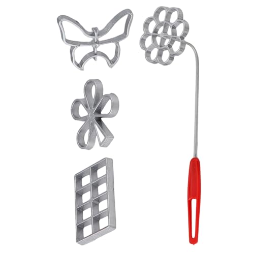 Moules à Beignets Bunuelos - Lot de 4 Moules à Rosettes avec Poignée Détachable | Ustensiles de Cuisine pour Gâteaux Frits, Gaufres, Beignets Maison, Crevettes Frites, Pâtisserie Croustillante