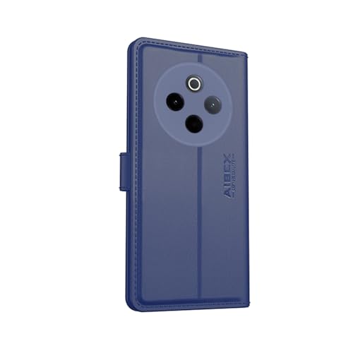 Image of AIBEX Vivo T4 5G / iQOO Z10 5G Flip Cover Leather Finish with Magnatic Closure | Inside TPU with Card Pockets | Wallet Stand | Complete Protection Flip Case -Blue