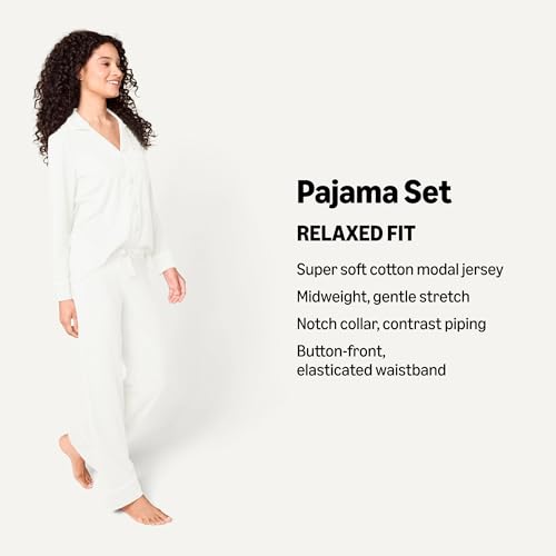 Image of Amazon Essentials Women's Long Sleeve Cotton Modal Pajama Set, Loungewear with Full-Length Bottom