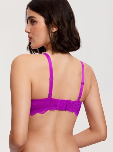 Image of DOBREVA Women's Push Up Lace Bra Underwire Plunge Full Coverage Bras Sexy Plus Size Support