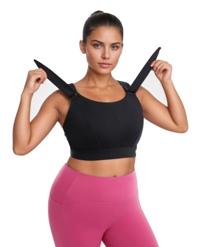 Image of Adjustable High Impact Sports Bras Molded Cup Plus Size Bra for Large Bust Women Running Workout Gym Fitness
