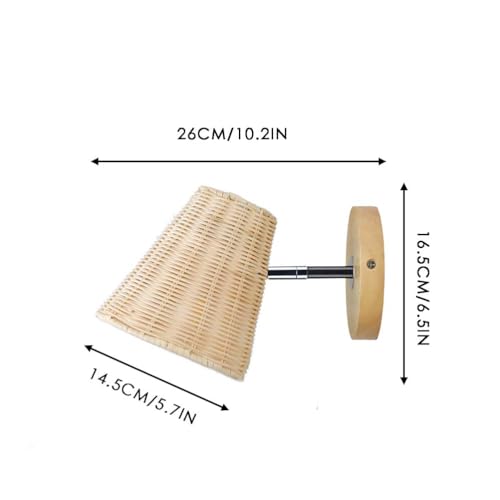 Lámpara de pared tejida a mano con base de cáñamo y diseño exclusivo orientable de 360° 3