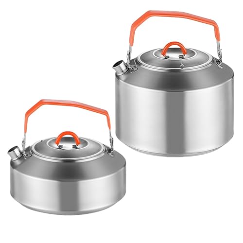 RichVibe Bouilloire d'extérieur en acier inoxydable avec poignée résistante à la chaleur, pour la randonnée et les voyages 0,9 l et 1,5 l