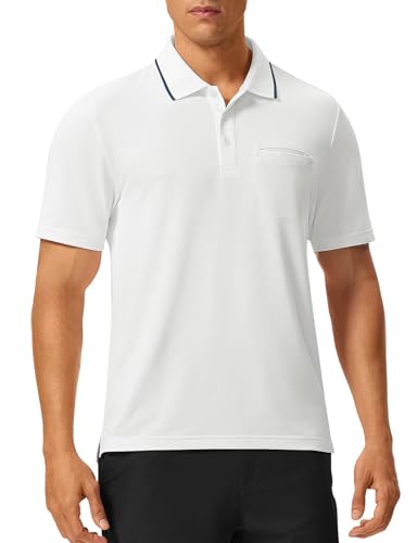 Image of Rdruko Men's Polo Shirts Short Sleeve Quick Dry Outdoor Golf Sports Shirts with Pocket