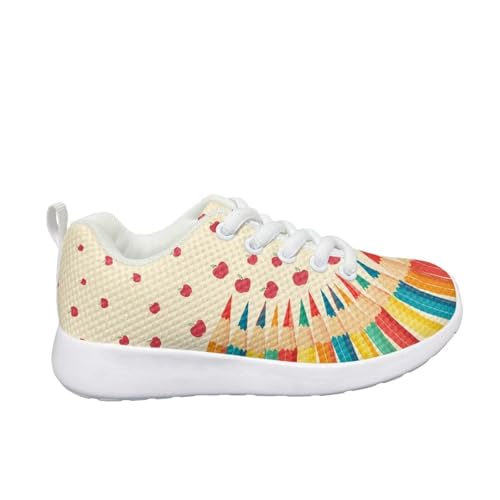 Kids Breathable Sneakers Fashion Laces Up Running Shoes for Girls Boys Lightweight Anti-Skid School Shoe Little Kids Size 11.5-13 Big Kids Size 1-3 White Sole3