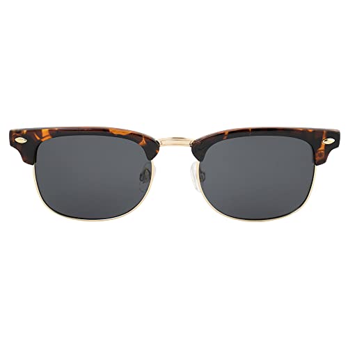 Phuket Polarized Sunglasses for Men or Women Semi Gold Metal-Rimmed Tortoise Frame w/Smoke Lens2