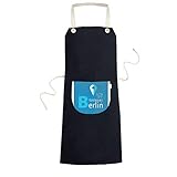offbb Berlín geografía coordenadas trave Cocina delantal con peto regulable bolsillo negro mujeres hombres chef Gift