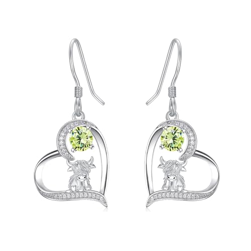Boucles d'oreilles vache Écosse argent pierre de naissance pour fille et femme