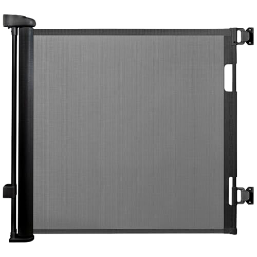 QWell Barrera de Seguridad Extensible 150 cm Altura 80 cm Retráctil Fácil Montaje para Bebés Niños Perros Gatos Escaleras Puertas Pasillos Interior Exterior Negro