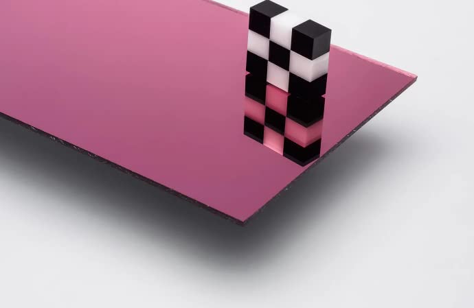 Image of 1 /8 inch (3mm) Pink Mirror Acrylic Plexiglass Plastic Sheet 24 inch x 12 inch Nominal Size AZM Displays